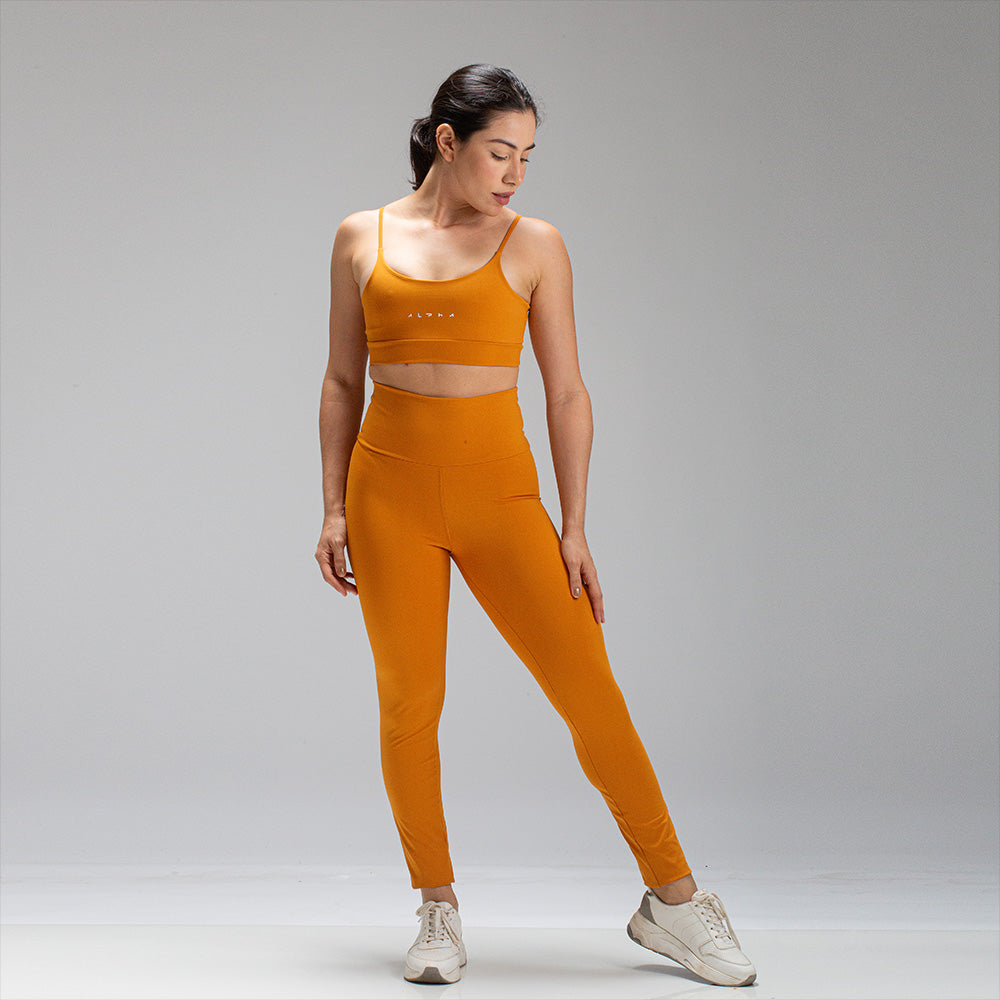 Conjunto Basic Feminino Top e Calça - New Horizon Amarelo Mostarda