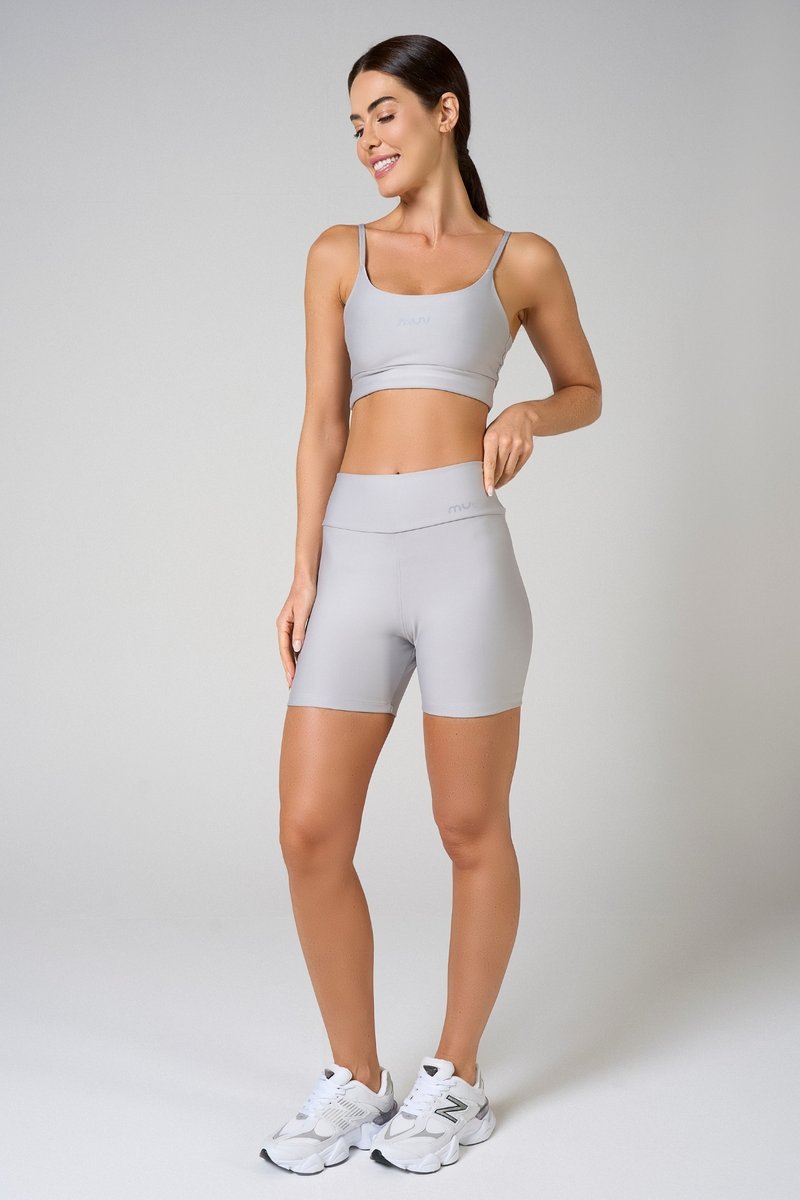 Conjunto Feminino Short + Top Alça Classic - Cinza Gelo