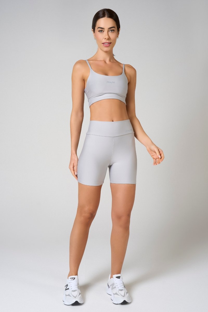 Conjunto Feminino Short + Top Alça Classic - Cinza Gelo