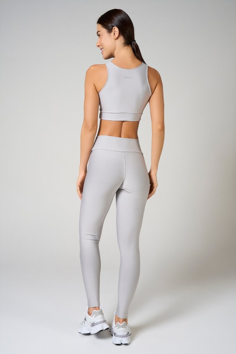Conjunto Feminino Legging + Top Nadador Classic - Cinza Gelo